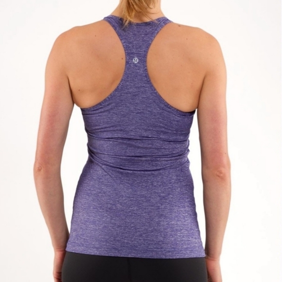 Lululemon Cool Racerback Tank Top Reversible Blue Purple Heathered Size 4 - Picture 9 of 9